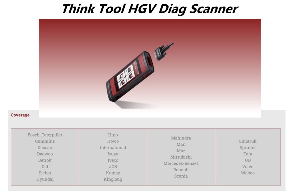 Intelligent diagnostic instrument for 31+ commercial vehicle, heavy duty truck (HGV’s),